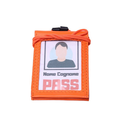 Porta badge in vera pelle doppia finestra