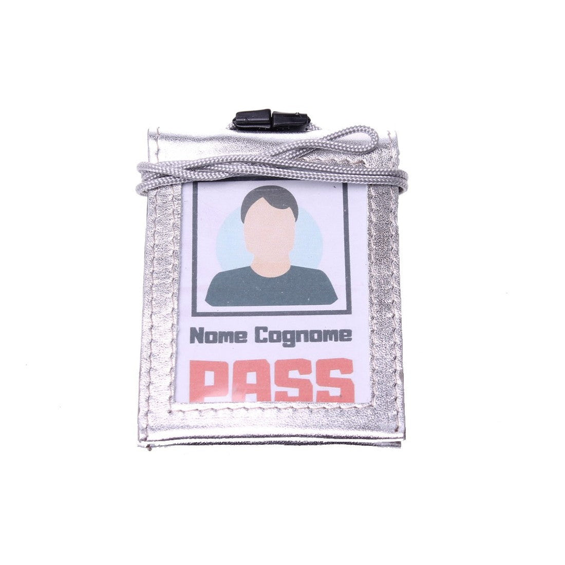 Porta badge in vera pelle doppia finestra