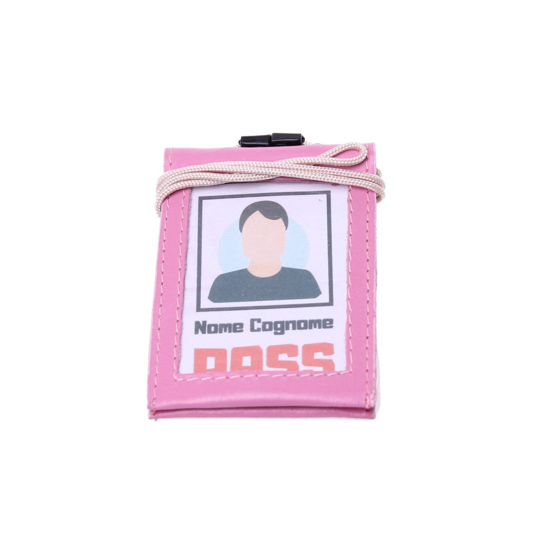 Porta badge in vera pelle doppia finestra