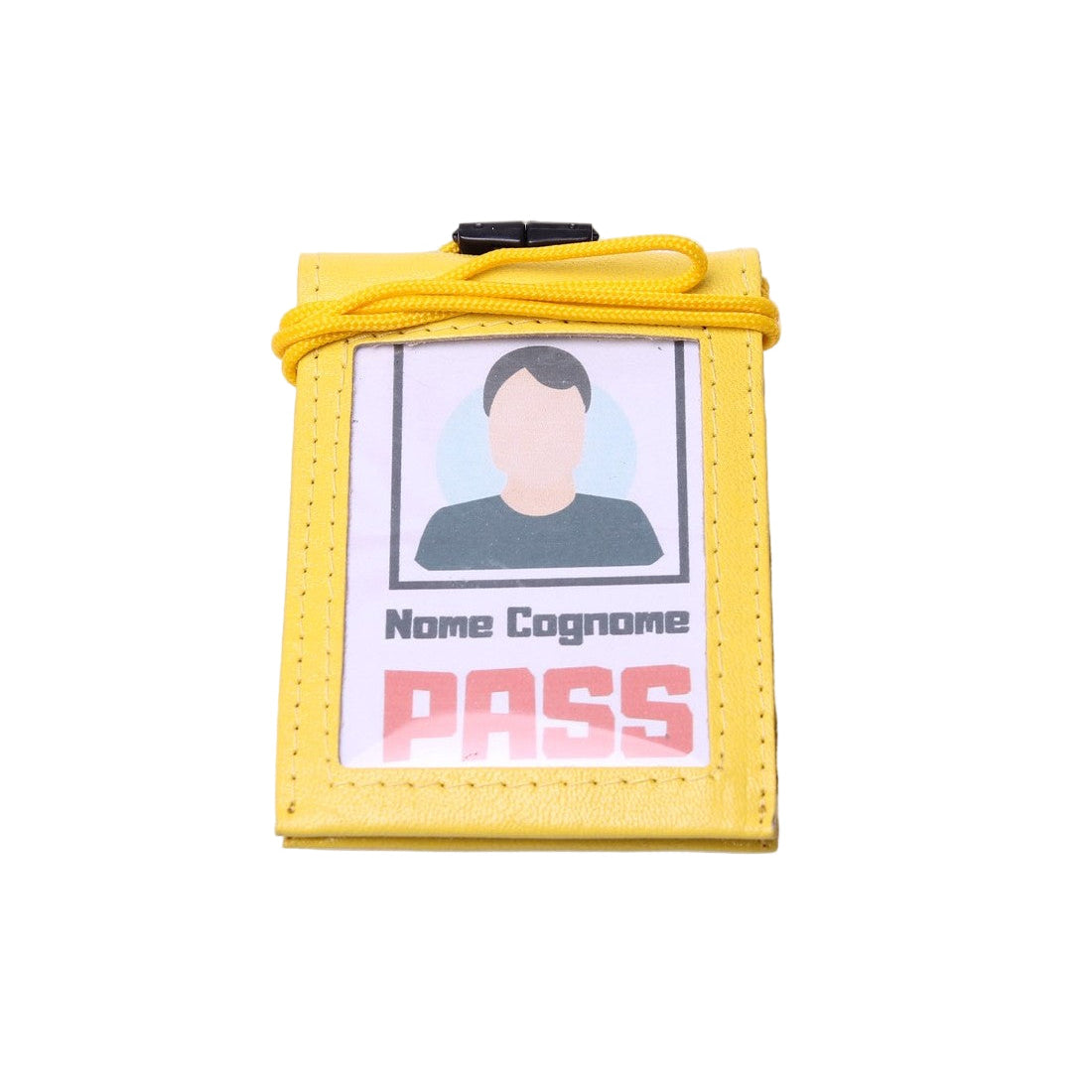 Porta badge in vera pelle doppia finestra