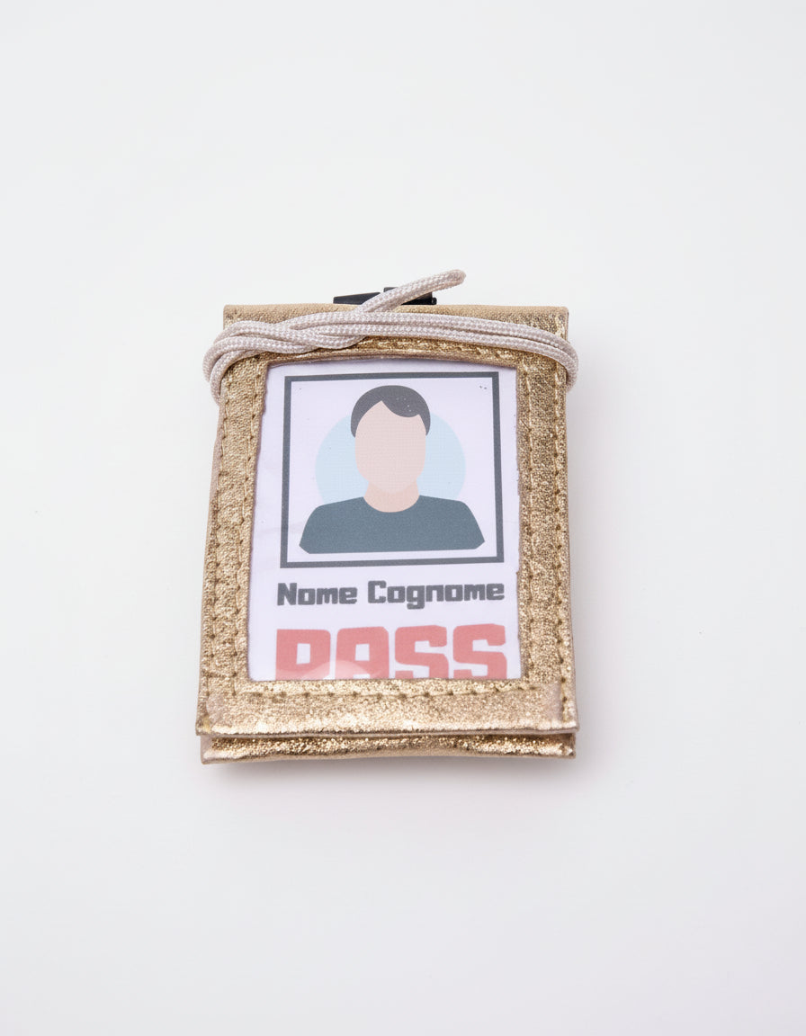 Porta badge in vera pelle doppia finestra