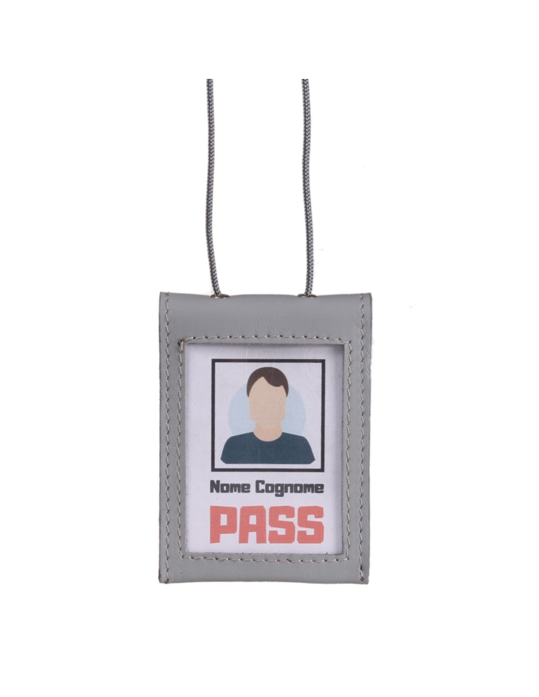 Porta badge in vera pelle doppia finestra