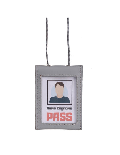 Porta badge in vera pelle doppia finestra