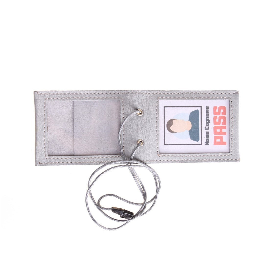 Porta badge in vera pelle doppia finestra