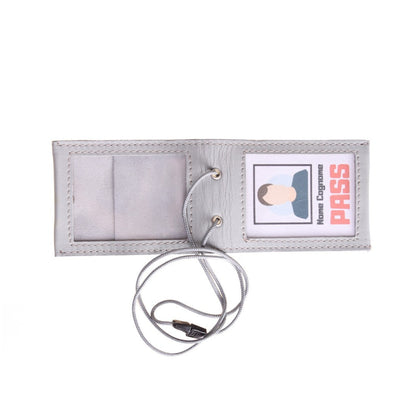 Porta badge in vera pelle doppia finestra