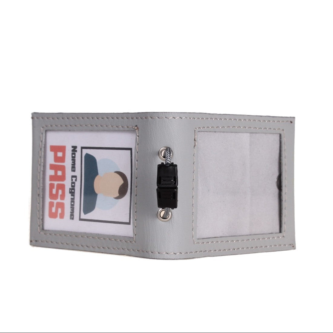 Porta badge in vera pelle doppia finestra