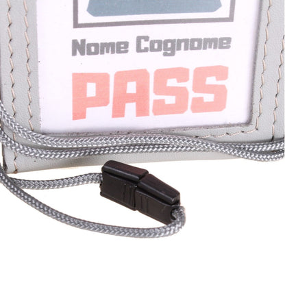 Porta badge in vera pelle doppia finestra