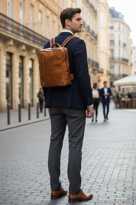 Fedex Vertical 13" - Zaino in Cuoio Artigianale Made in Italy