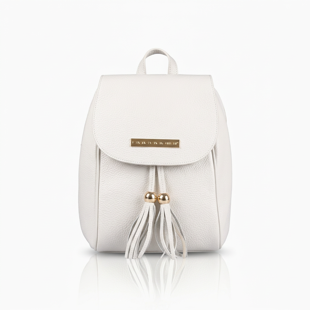 zainetto donna Kona bianco patta etichetta oro