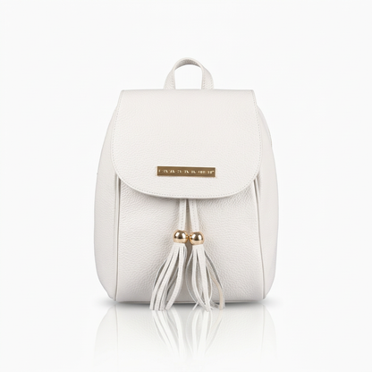 zainetto donna Kona bianco patta etichetta oro