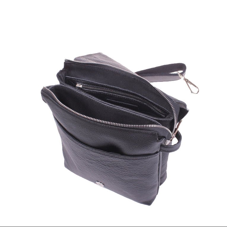 Zeus - Borsello Uomo in Vera Pelle Nero